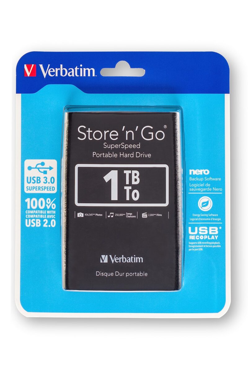 Verbatim 1TB Store 'n' Go USB 3.0 Portable Hard Drive Black - Image 2