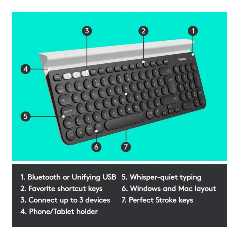 Logitech K780 Multi-Device Wireless Keyboard – Dark Grey/Speckled (920-008042)
