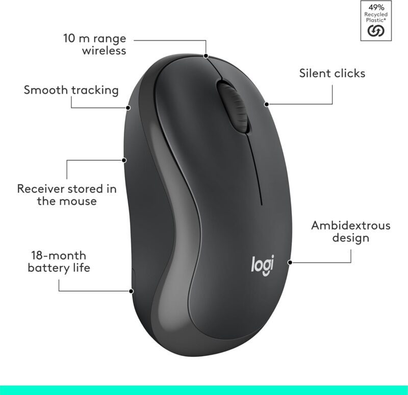 WIRELESS KEYBOARD AND MOUSE LOGITECH 920-009801 MK295 SILENT GRAPHITE ARA