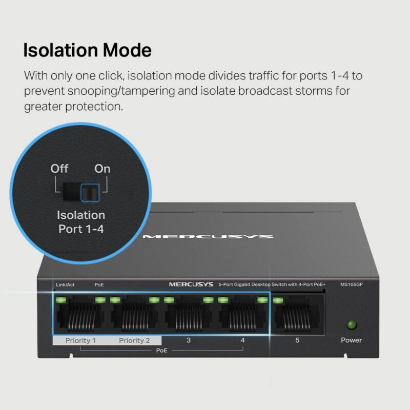 TPLINK SWITCH 5 PORT GIGA MS105GP - Image 5